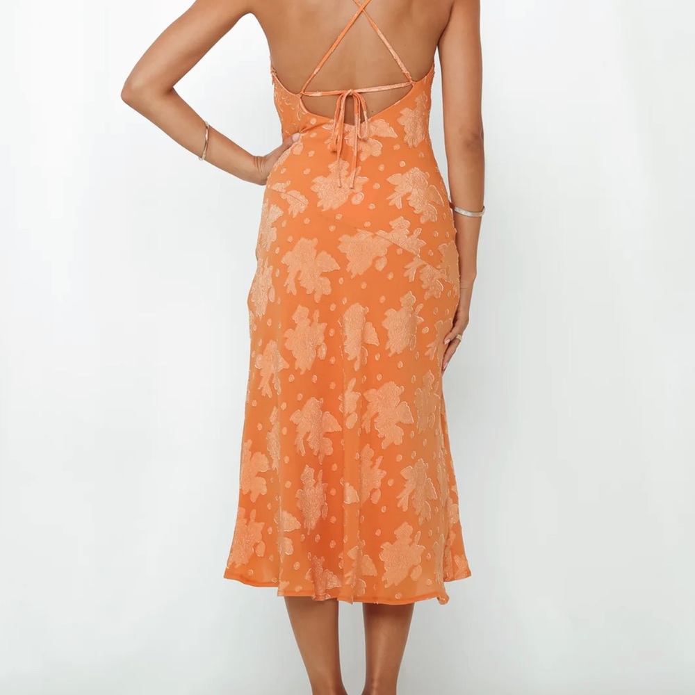 Hello Molly DRINKS ON ME MIDI DRESS ORANGE